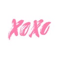 Xoxo. Hand drawn lettering. Happy Valentine`s Day. Hugs and kisses. Love. Ink letters. Textured word