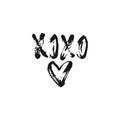 XOXO - hand drawn lettering phrase for Valentines day isolated on the white background. Fun brush ink inscription for Royalty Free Stock Photo