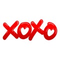 XOXO (Hugs and Kisses) Kiss Pink Letter Sign Red Candy Jelly Vector Illustration Icon