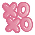 XOXO (Hugs and Kisses) Kiss Pink Letter Sign Vector Illustration Icon