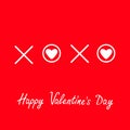 Xoxo Hugs and kisses Sign symbol mark Love White heart Word text lettering. Happy Valentines day. Greeting card. Flat design Red b Royalty Free Stock Photo