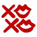 Xoxo Kiss Hugs Red Alphabet Doodle Style Icon Vector