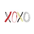 Xoxo. Lettering. Christmas and New Year phrase. Textured letters. Paint spots. Winter holidays Royalty Free Stock Photo