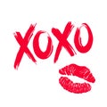 XOXO and lipstick kiss Royalty Free Stock Photo