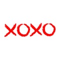 Xoxo phrase sketch saying. Hugs and kisses. Happy Valentines day sign symbol. Red color. Cute graphic object. Love greeting card.