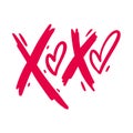 Xoxo phrase vector lettering. Modern brush calligraphy