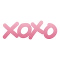 Xoxo Pink Lover Sign Doodle Style Vector Icon