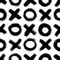 XOXO seamless pattern. Vector Abstract background with ink brush strokes. Monochrome hand drawn print. Grunge texture Royalty Free Stock Photo