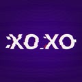 Xoxo text on dark background.