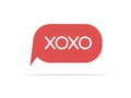 Xoxo text speech bubble isolated on white background. Love background design icon