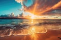 Warm Tropical Sunset on Kaanapali Beach in Maui, Hawaii