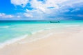 Xpu-Ha Beach - boat at beautiful caribbean coast of Mexico - Riviera Maya