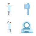 Xray diagnostic icons set cartoon vector. Doctor examine human body xray image