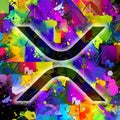 Xrp crypto currency coin on colorful background, cryptocurrency concept color art