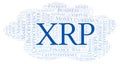 XRP or Ripple cryptocurrency coin word cloud.