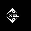 XSL abstract monogram shield logo design on black background. XSL creative initials letter logo