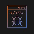XSS attack gradient vector icon for dark theme Royalty Free Stock Photo