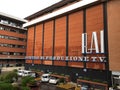 Xternal facade of TV studios at the RAI TV production center in Via Teulada in Rome, Italy