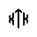 XTK letter logo design with polygon shape. XTK polygon and cube shape logo design. XTK hexagon vector logo template white and Royalty Free Stock Photo