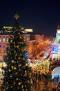 Xtree with new year decorations on the Sophia`s Square Royalty Free Stock Photo