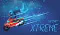 Xtreme Sport Banner. Biker Doing Tricks and Jumps. Royalty Free Stock Photo