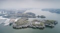 Aerial photography of Tianzi Lake after snow in Langxi County, Xuancheng City, Anhui Province, China