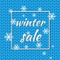 XWinter sale. Vector illustration.Winter background of blue color with snowflakes and lights for seasonal promotion. It can be use Royalty Free Stock Photo