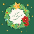 Single Christmas wreath on dark background with stars, candy canes and Christmas red Royalty Free Stock Photo