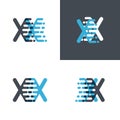 XX letters logo with accent speed soft blue and soft gray