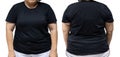 xxl size woman in black t-shirt template for graphic desig Royalty Free Stock Photo