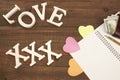 XXX Love Sign, Opened Notepad And Male Wallet With Cash