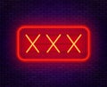 XXX neon sign on a dark background. Royalty Free Stock Photo