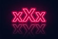 XXX neon sign on a dark background. Royalty Free Stock Photo