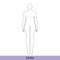 XXXXL Women Fashion template 9 nine head size Croquis over plus size with main lines Lady model Curvy body figure