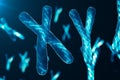 XY-Chromosomes with DNA carrying the genetic code. Genetics concept, medicine concept. Future, genetic mutations Royalty Free Stock Photo