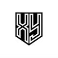 XY Logo monogram shield geometric white line inside black shield color design