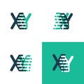 XY letters logo with accent speed green and blue