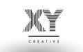 XY X Y Black and White Lines Letter Logo Design.