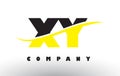 XY X Y Black and Yellow Letter Logo with Swoosh.