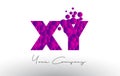 XY X Y Dots Letter Logo with Purple Bubbles Texture.