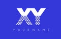 XY X Y Dotted Letter Logo Design with Blue Background.