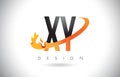 XY X Y Letter Logo with Fire Flames Design and Orange Swoosh.