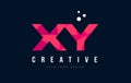 XY X Y Letter Logo with Purple Low Poly Pink Triangles Concept