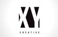 XY X Y White Letter Logo Design with Black Square.