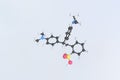 Xylene cyanol molecule made with balls, scientific molecular model. 3D rendering