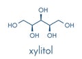 Xylitol artificial sweetener molecule. Used as sugar substitute. Skeletal formula. Royalty Free Stock Photo