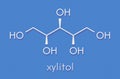 Xylitol artificial sweetener molecule. Used as sugar substitute. Skeletal formula. Royalty Free Stock Photo