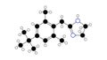 xylometazoline molecule, structural chemical formula, ball-and-stick model, isolated image vasoconstrictors