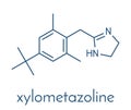 Xylometazoline nasal decongestant molecule. Often used in nose spray and nose drops. Skeletal formula. Royalty Free Stock Photo