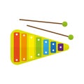 Xylophone children music instrument drumstick flat